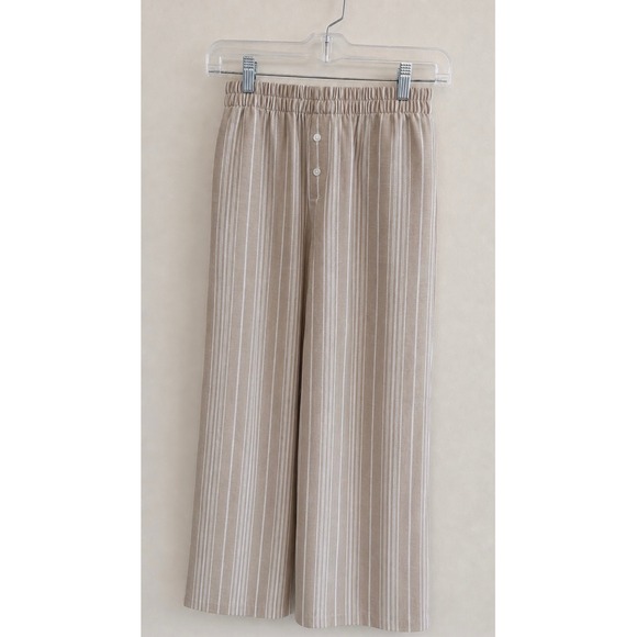 Sincerly Jules Pants - Sincerely Jules Womens Wide Leg Striped Pants Beige White Elastic Waist Small